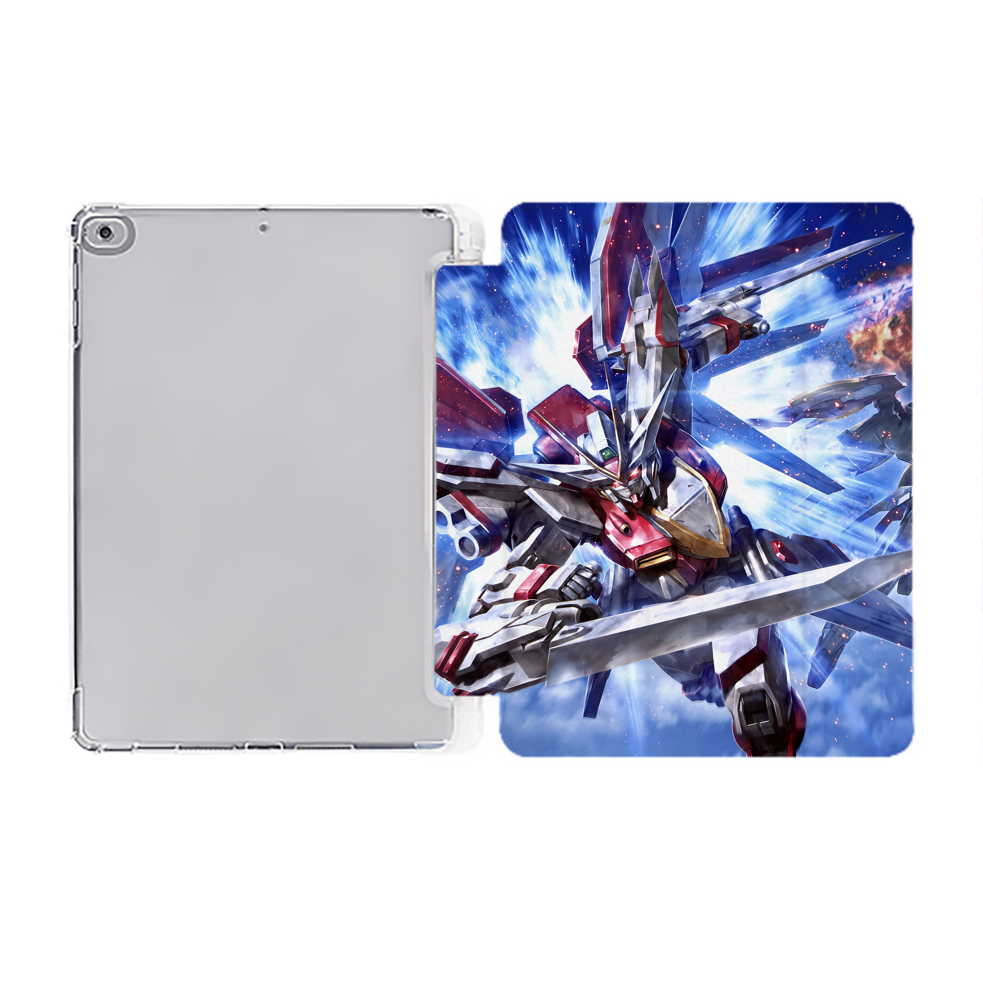 （画像用） 機動戦士ガンダム Mobile Suit Gundam IPad ケース ペン収納付き 三つ折りスタンド PUレザー×シリコン 対応機種9.5/10.5/10.9インチ